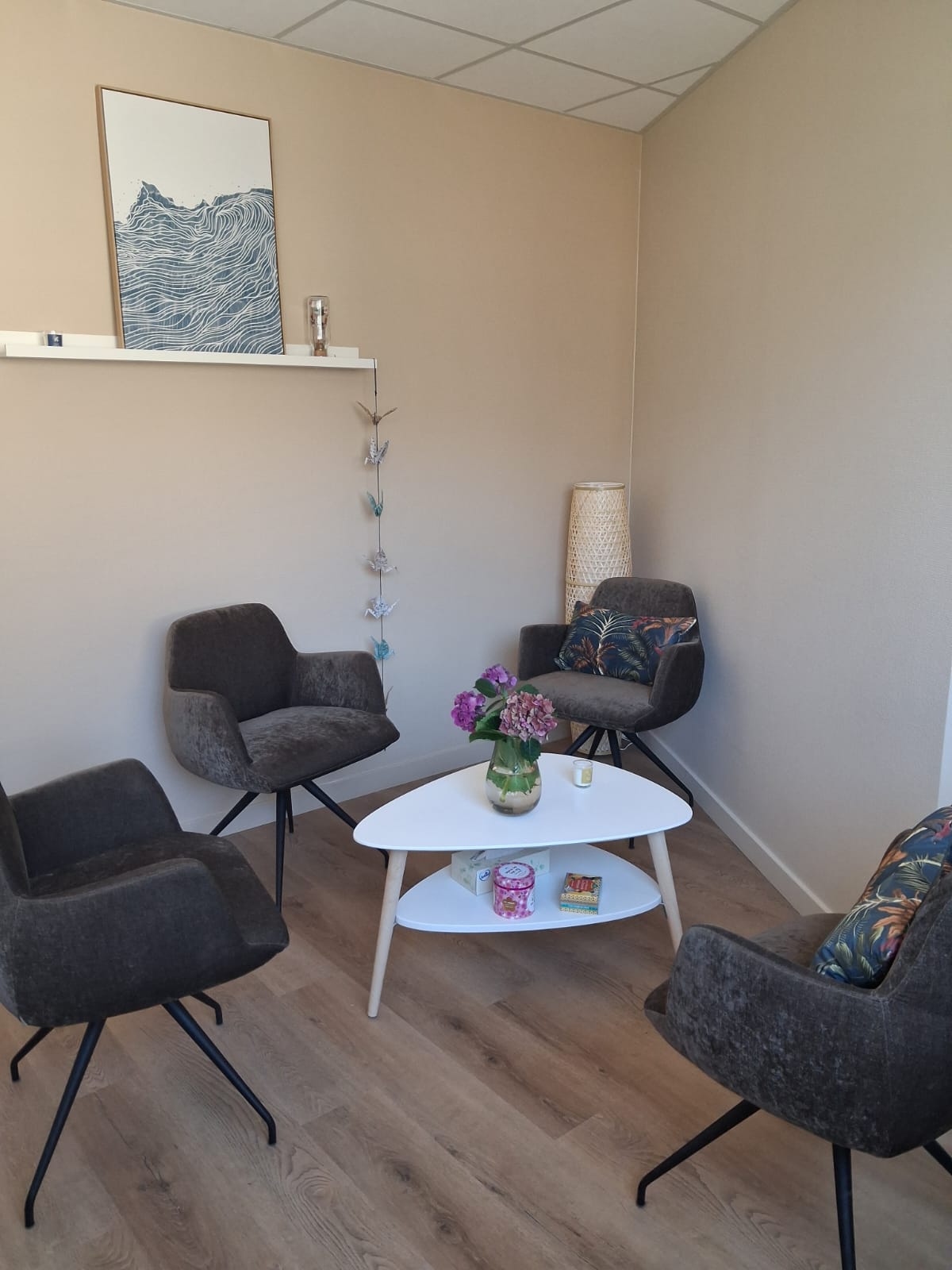 Photo du cabinet et de l'espace salon, écoute